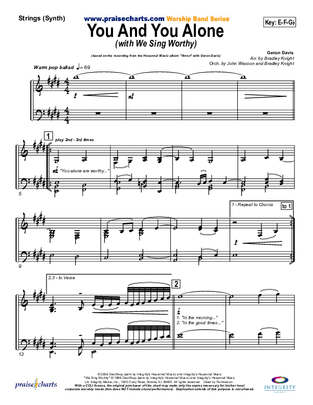 You And You Alone (with We Sing Worthy) Synth Strings (Geron Davis)