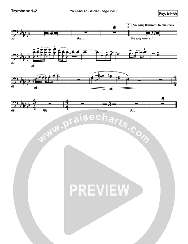 You And You Alone (with We Sing Worthy) Trombone 1/2 (Geron Davis)