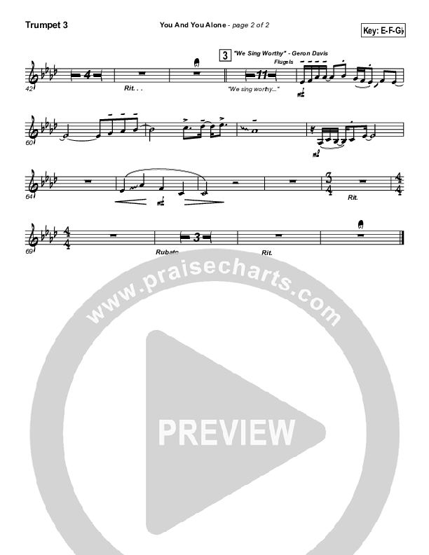 You And You Alone (with We Sing Worthy) Trumpet 3 (Geron Davis)