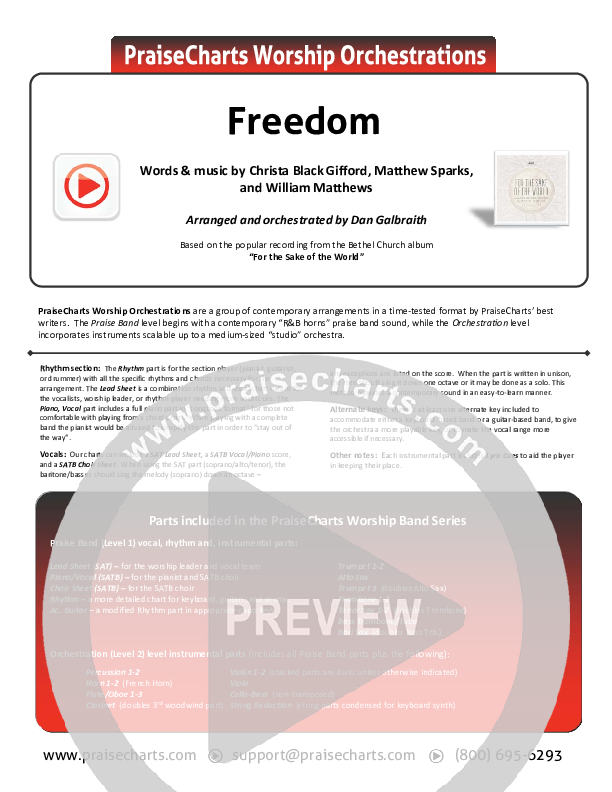 Freedom Cover Sheet (Bethel Music)