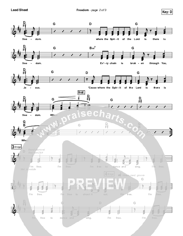Freedom Lead Sheet (SAT) (Bethel Music)