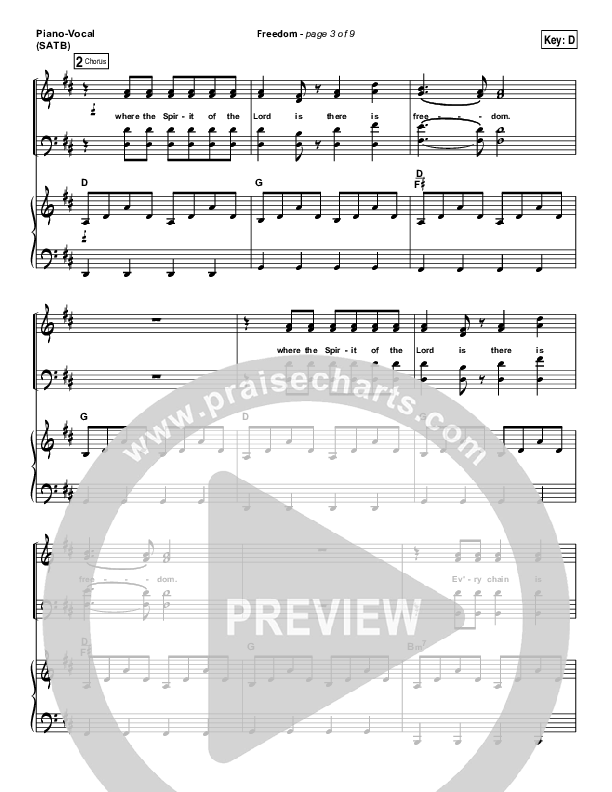 Freedom Piano/Vocal (SATB) (Bethel Music)