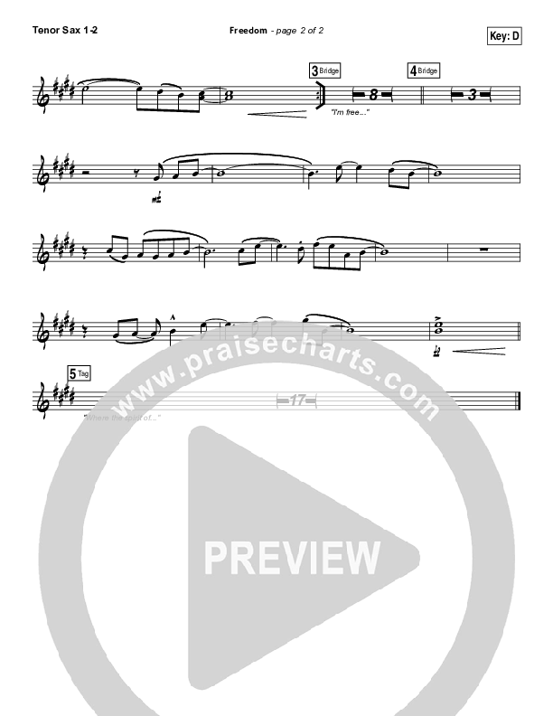 Freedom Tenor Sax 1/2 (Bethel Music)