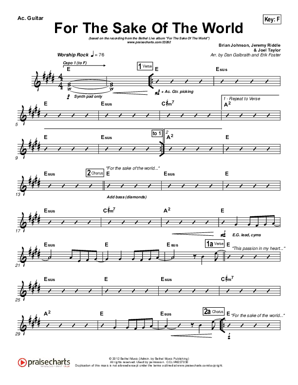For The Sake Of The World Acoustic Guitar (Bethel Music)
