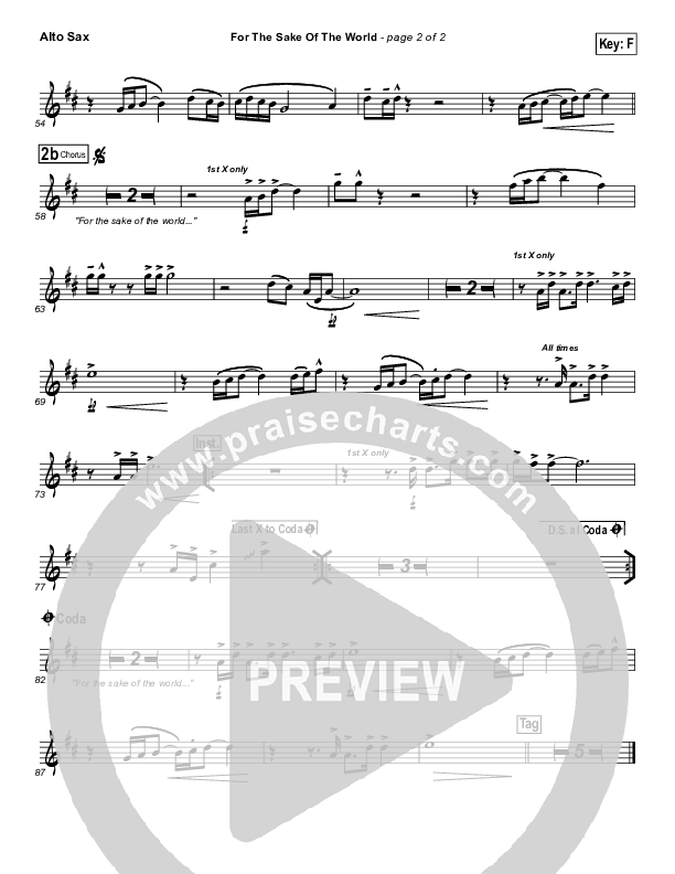 For The Sake Of The World Alto Sax (Bethel Music)