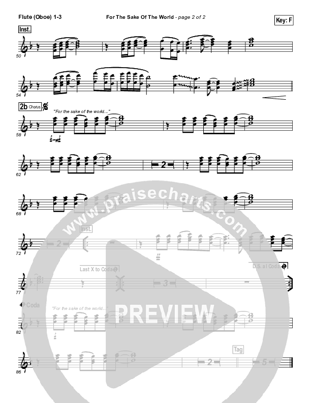 For The Sake Of The World Flute/Oboe 1/2/3 (Bethel Music)