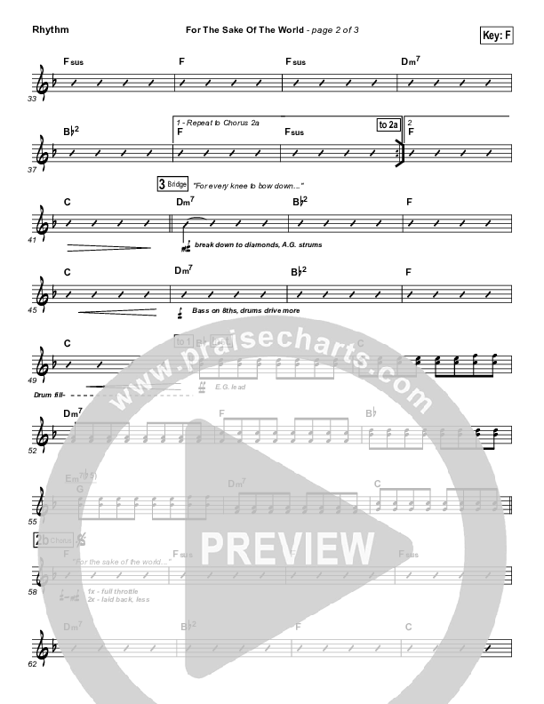 For The Sake Of The World Rhythm Chart (Bethel Music)