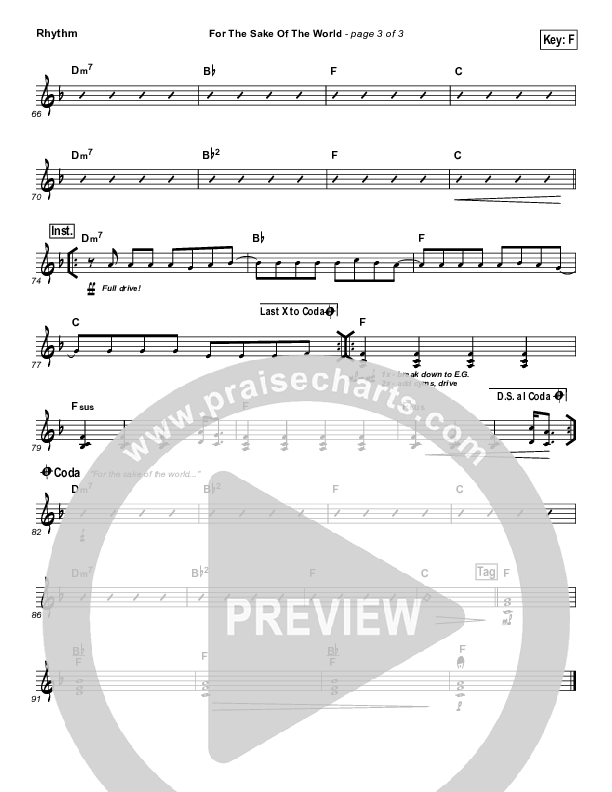 For The Sake Of The World Rhythm Chart (Bethel Music)