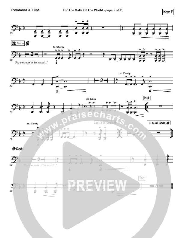 For The Sake Of The World Trombone 3/Tuba (Bethel Music)
