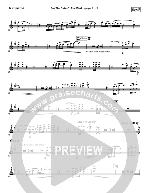 For The Sake Of The World Trumpet 1,2 (Bethel Music)
