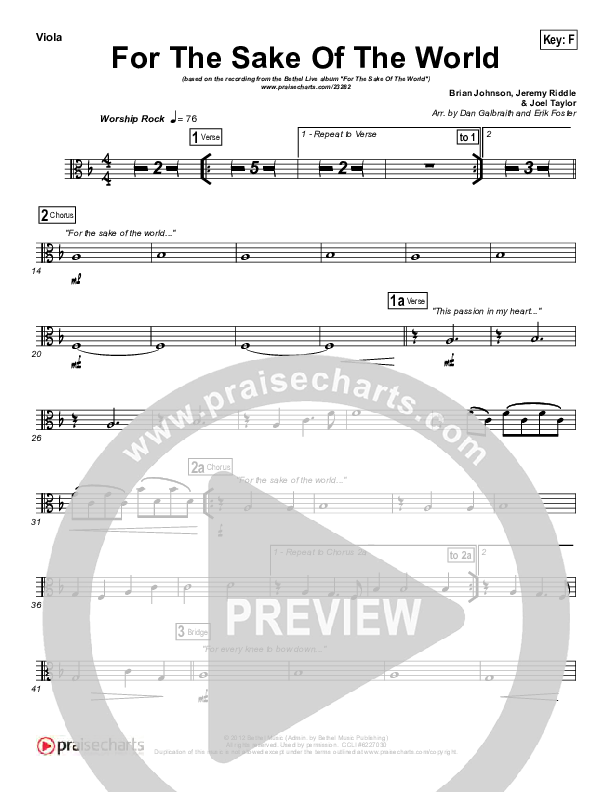 For The Sake Of The World Viola (Bethel Music)