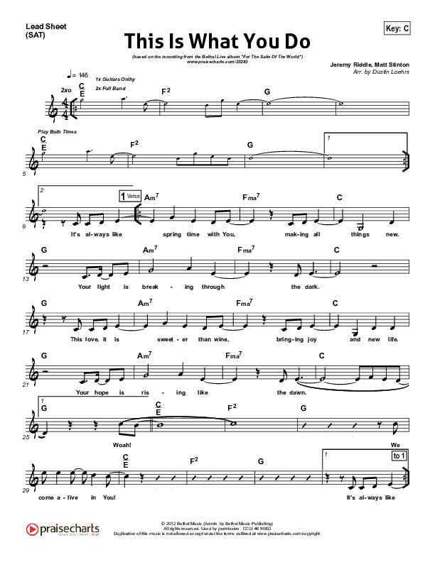 This Is What You Do Lead Sheet (SAT) (Bethel Music)