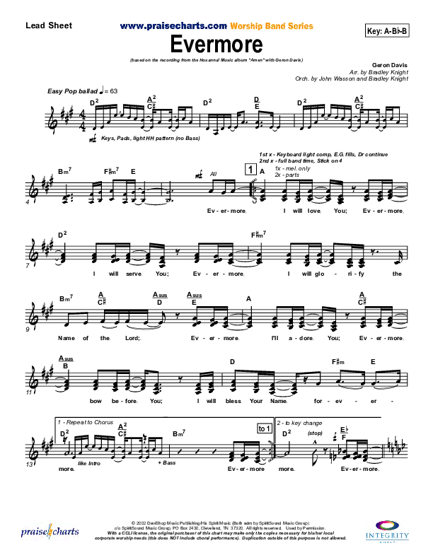 Evermore Lead Sheet (Geron Davis)