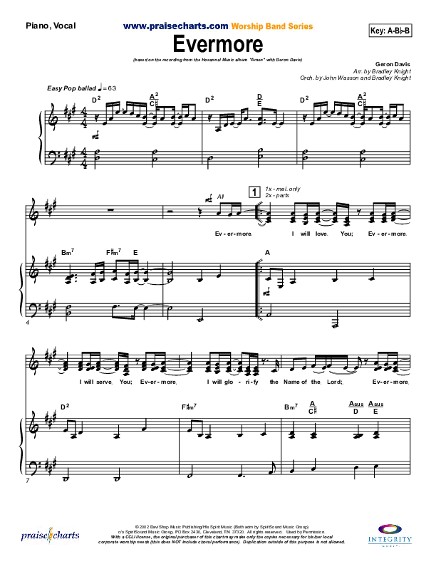 Evermore Piano/Vocal (Geron Davis)