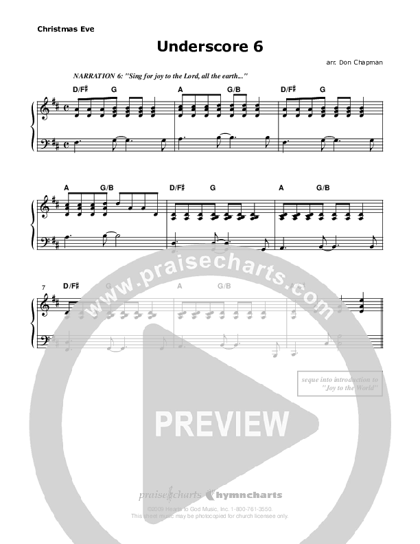 Christmas Eve Underscore 6 Piano Solo (Don Chapman)