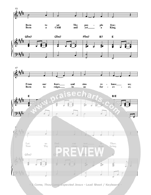 Come Thou Long-Expected Jesus Lead & Piano (Don Chapman)