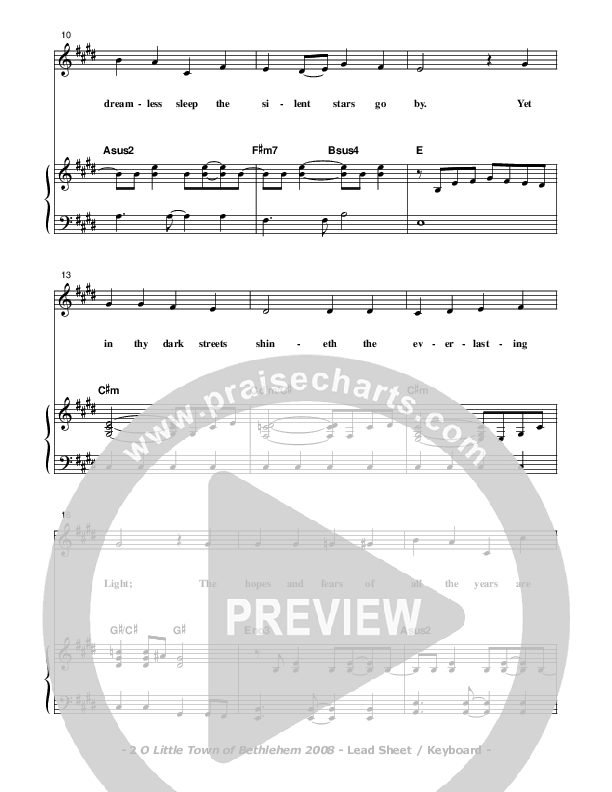 O Little Town Of Bethlehem Piano/Vocal (Don Chapman)