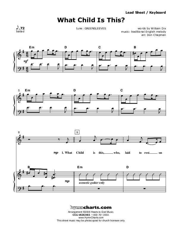 What Child Is This Lead & Piano (Don Chapman)