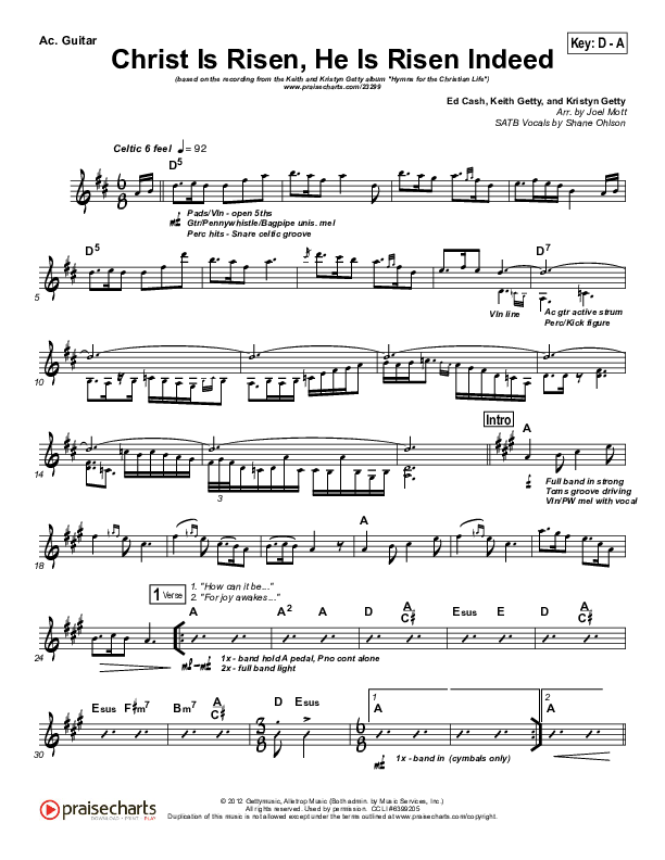 Christ Is Risen He Is Risen Indeed Acoustic Guitar (Keith & Kristyn Getty)