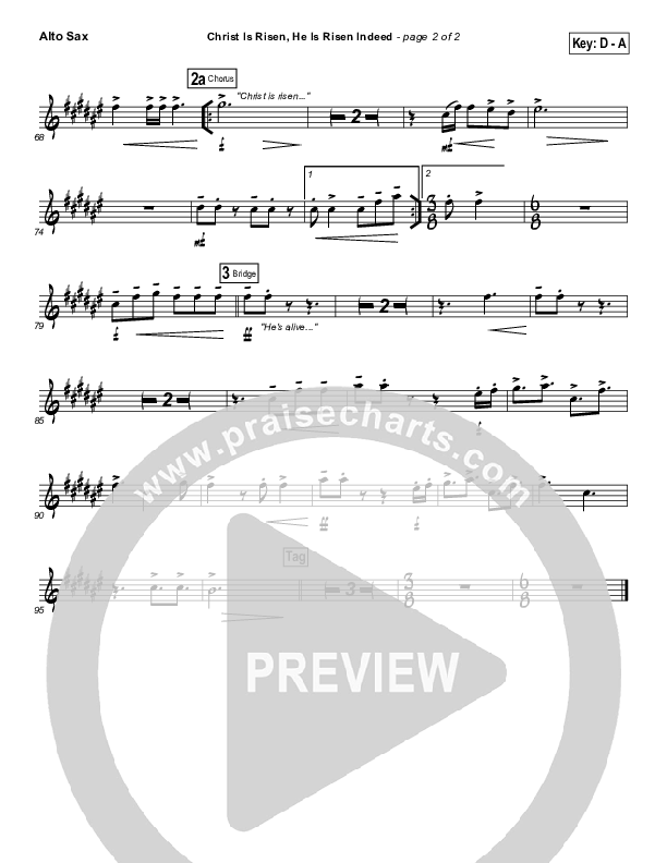 Christ Is Risen He Is Risen Indeed Alto Sax (Keith & Kristyn Getty)