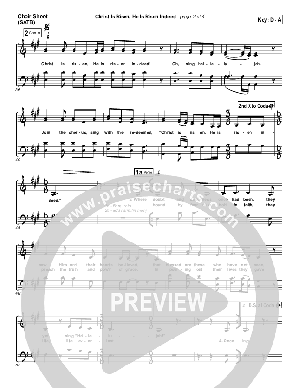 Christ Is Risen He Is Risen Indeed Choir Vocals (SATB) (Keith & Kristyn Getty)