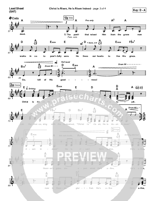 Christ Is Risen He Is Risen Indeed Lead Sheet (SAT) (Keith & Kristyn Getty)