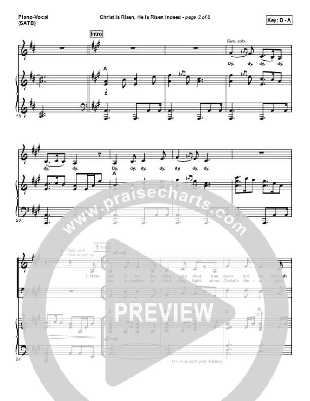 Christ Is Risen He Is Risen Indeed Piano/Vocal (SATB) (Keith & Kristyn Getty)