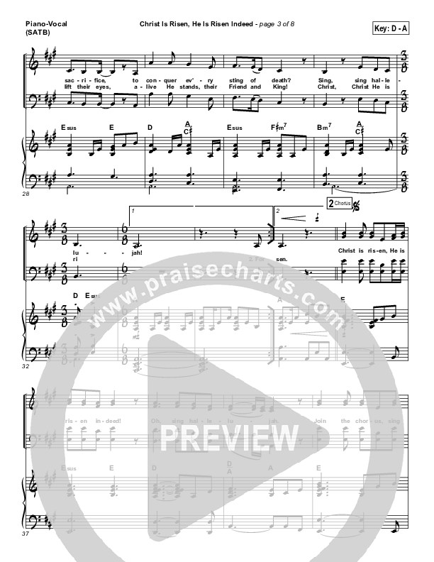 Christ Is Risen He Is Risen Indeed Piano/Vocal (SATB) (Keith & Kristyn Getty)