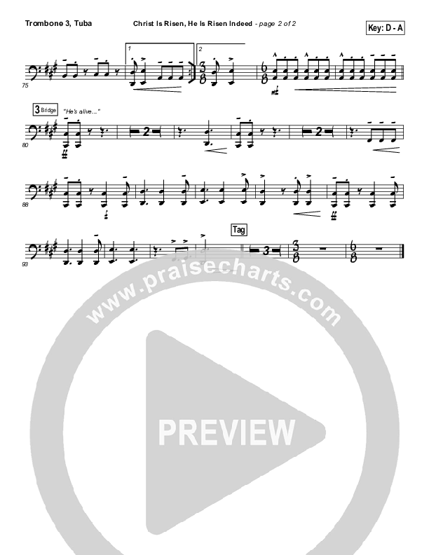 Christ Is Risen He Is Risen Indeed Trombone 3/Tuba (Keith & Kristyn Getty)