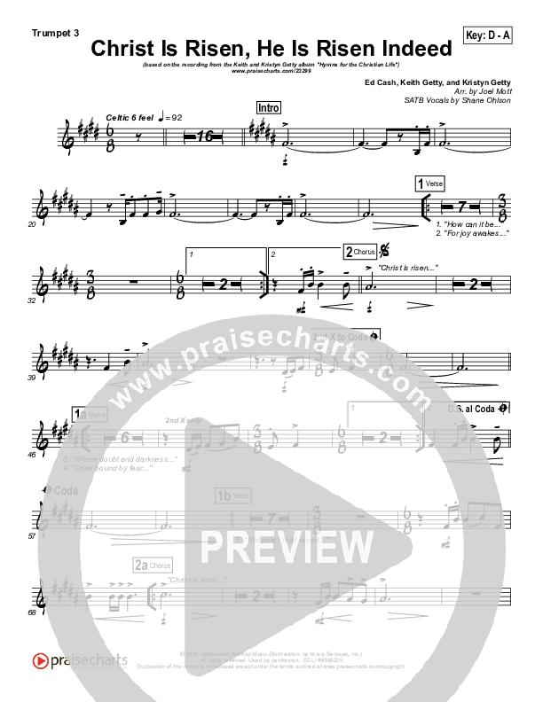 Christ Is Risen He Is Risen Indeed Trumpet 3 (Keith & Kristyn Getty)