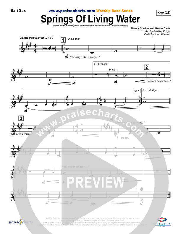 Springs Of Living Water Bari Sax (Geron Davis)