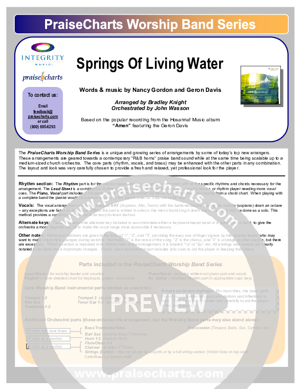 Springs Of Living Water Orchestration (Geron Davis)