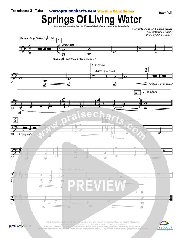 Springs Of Living Water Trombone 3/Tuba (Geron Davis)