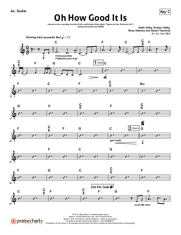Oh How Good It Is Acoustic Guitar Sheet Music PDF (Keith & Kristyn