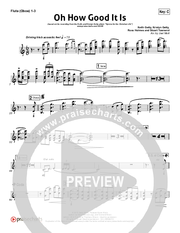 Oh How Good It Is Flute/Oboe 1/2/3 (Keith & Kristyn Getty)