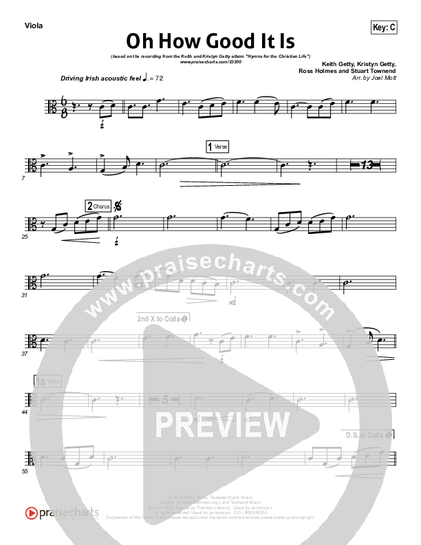Oh How Good It Is Viola Sheet Music PDF (Keith & Kristyn Getty