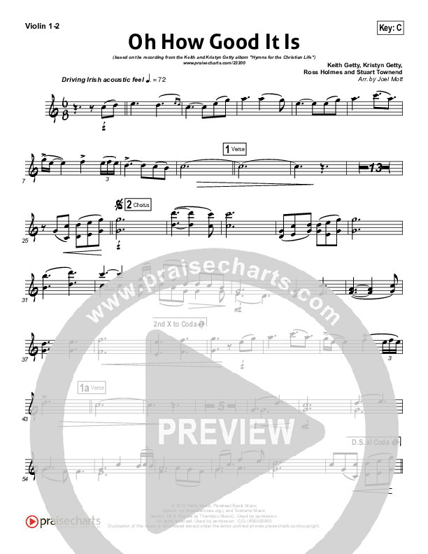 Oh How Good It Is Violin 1/2 (Keith & Kristyn Getty)