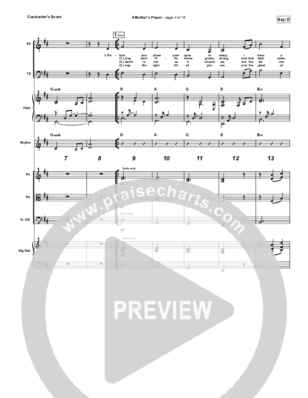 A Mother's Prayer Conductor's Score (Moya Brennan / Keith & Kristyn Getty)