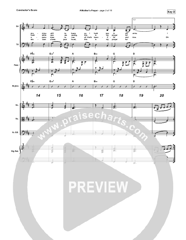 A Mother's Prayer Conductor's Score (Moya Brennan / Keith & Kristyn Getty)