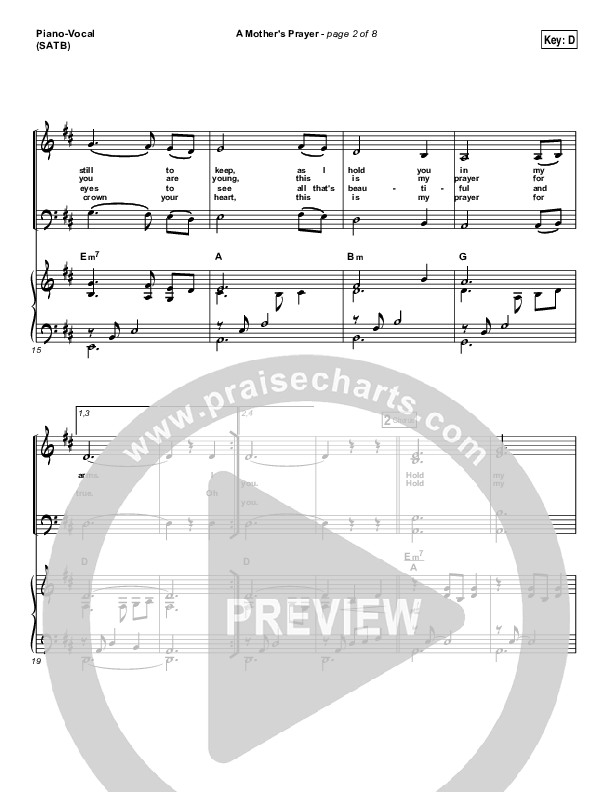 A Mother's Prayer Piano/Vocal Pack (Moya Brennan / Keith & Kristyn Getty)