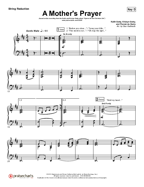 A Mother's Prayer Synth Strings (Moya Brennan / Keith & Kristyn Getty)