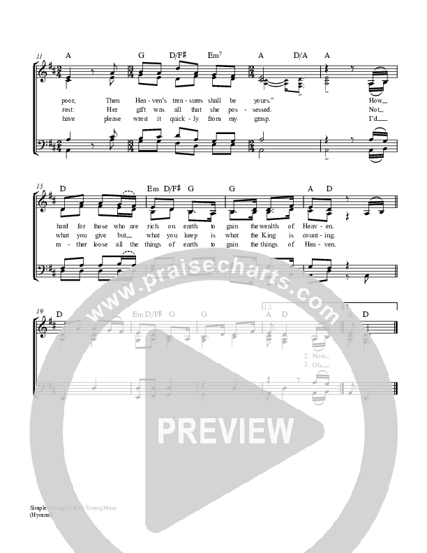 Simple Living (A Rich Young Man) Piano/Vocal & Lead (Ricky Skaggs / Keith & Kristyn Getty)