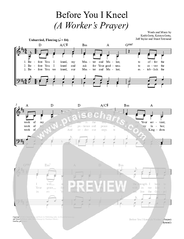Before You I Kneel Piano/Vocal (SATB) (Keith & Kristyn Getty)