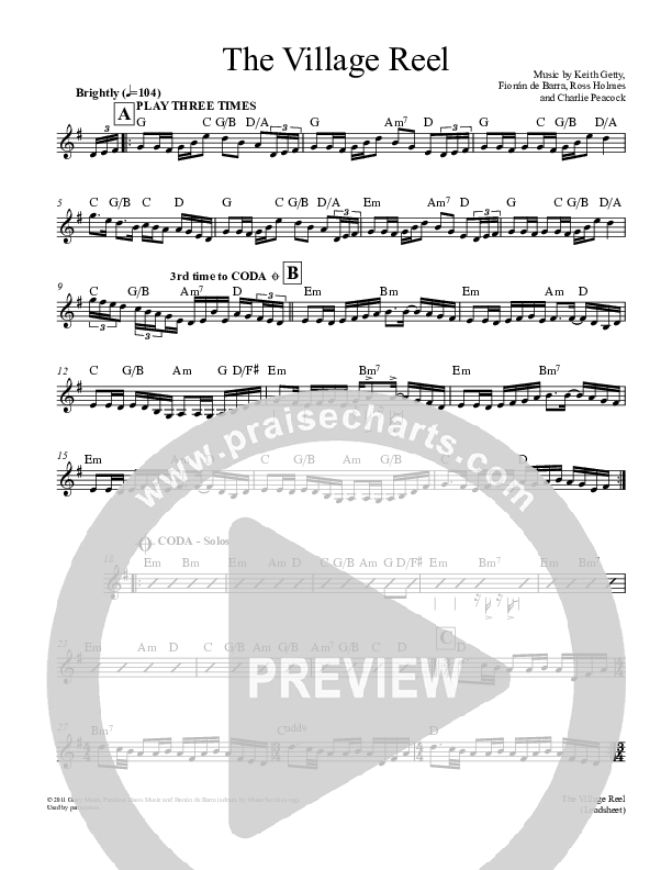 The Village Reel Lead Sheet (Keith & Kristyn Getty)
