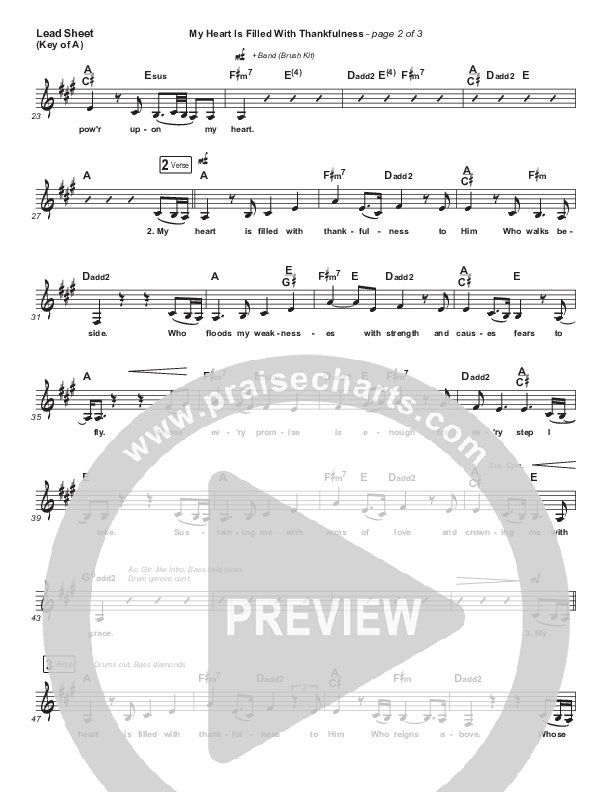 My Heart Is Filled With Thankfulness Lead Sheet (Melody) (Keith & Kristyn Getty)