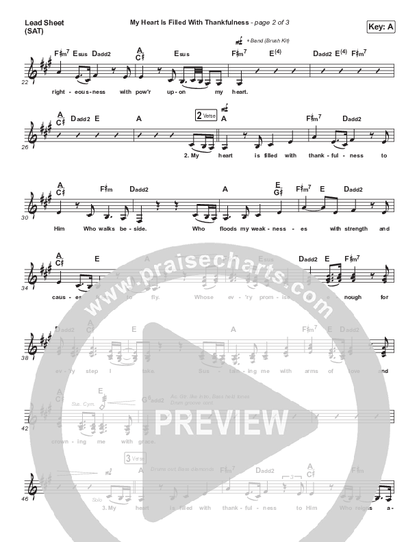 My Heart Is Filled With Thankfulness Lead Sheet (SAT) (Keith & Kristyn Getty)
