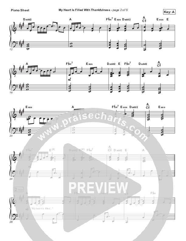 My Heart Is Filled With Thankfulness Piano Sheet (Keith & Kristyn Getty)