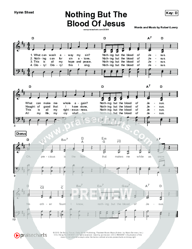 Nothing But The Blood Of Jesus Hymn Sheet (Keith & Kristyn Getty)