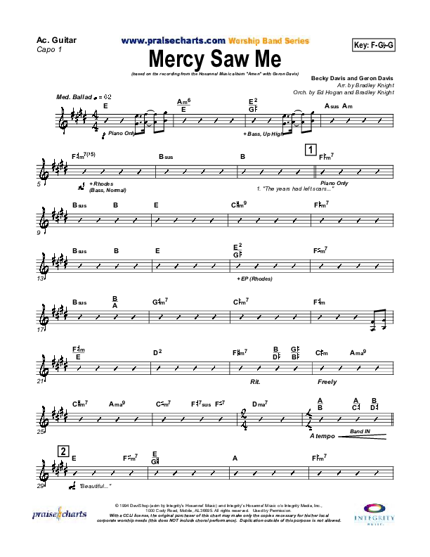 Mercy Saw Me Acoustic Guitar (Capo 1) (Geron Davis)