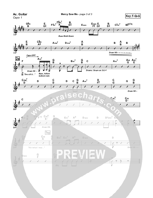 Mercy Saw Me Acoustic Guitar (Capo 1) (Geron Davis)